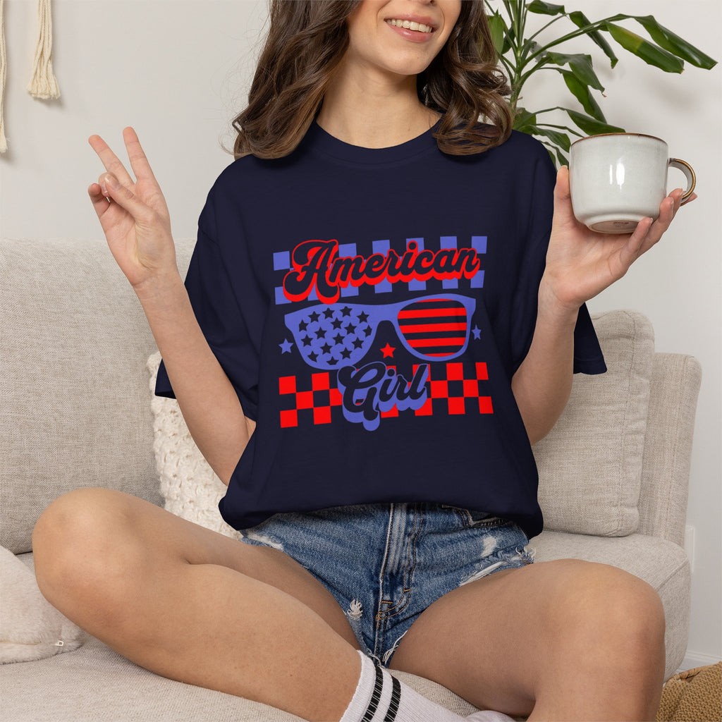 American Girl T-Shirt — Retro Patriotic Sunglasses Tee
