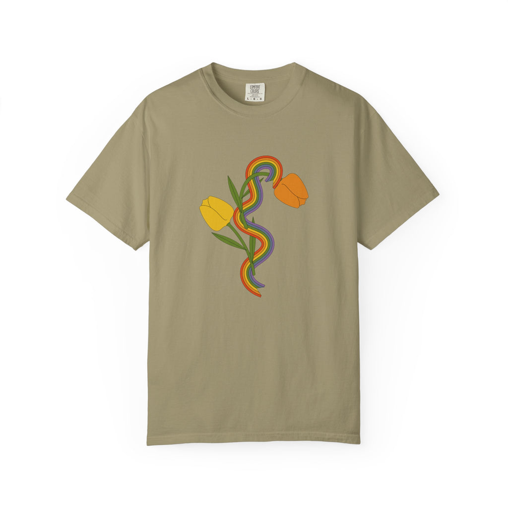 Rainbow Snake & Tulips Graphic T-Shirt