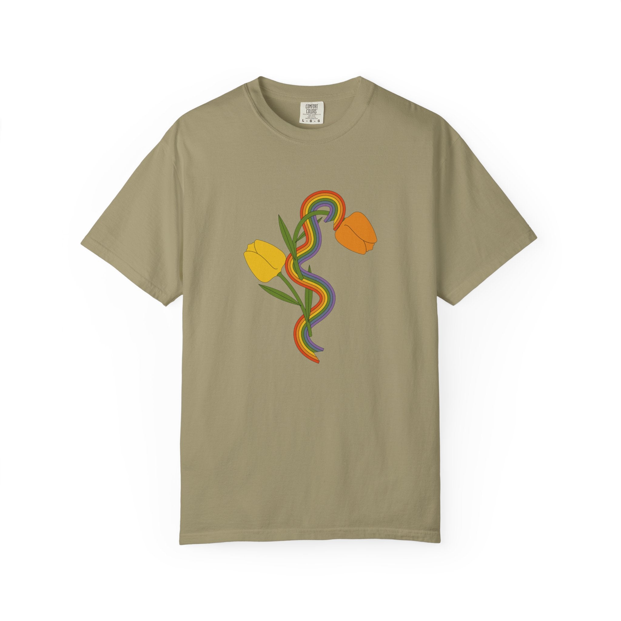 Rainbow Snake & Tulips Graphic T-Shirt