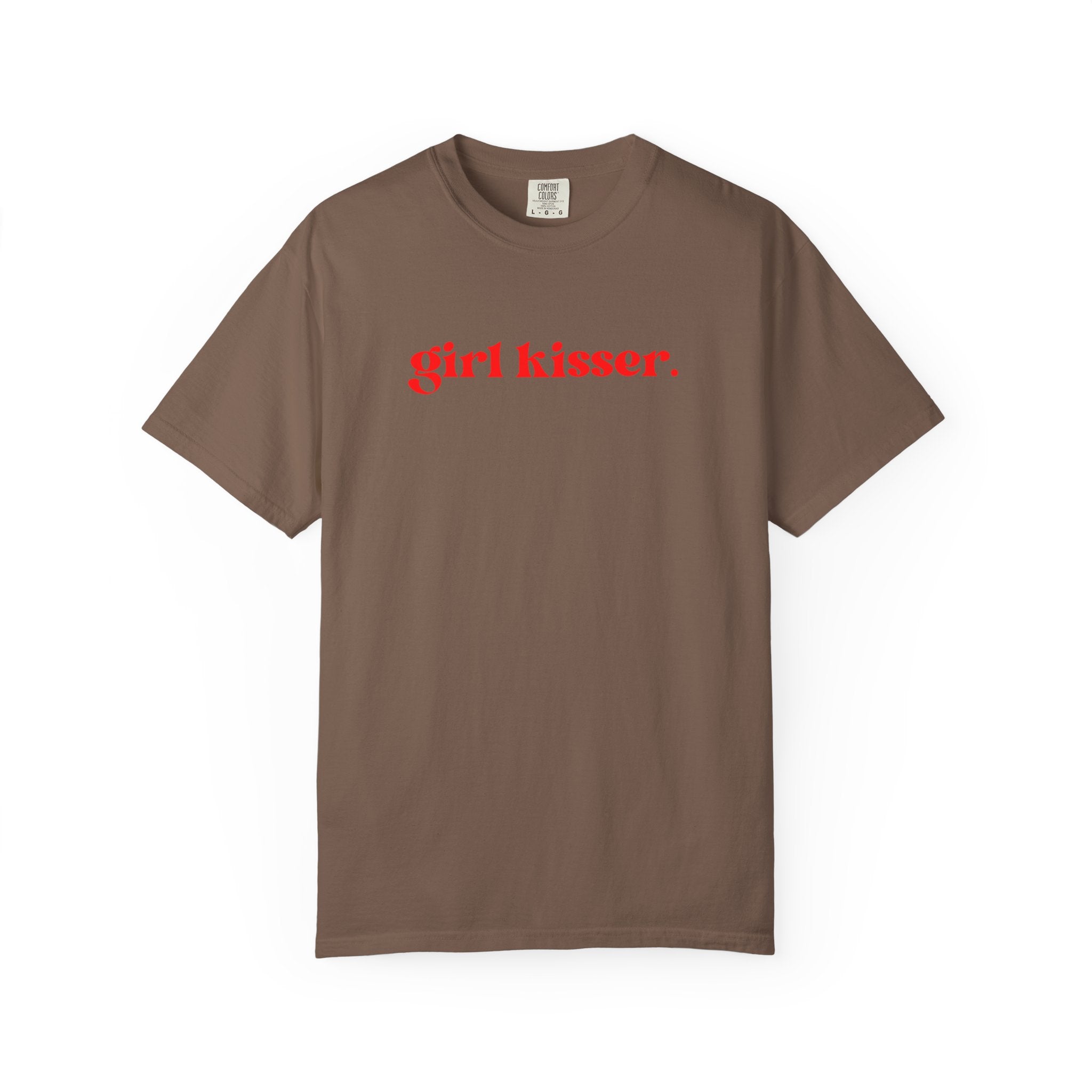 Girl Kisser T‑Shirt — White Tee with Red Script