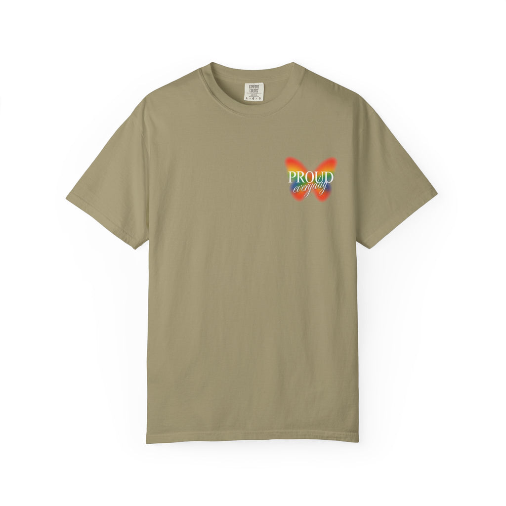 Pride Butterfly T-Shirt — Rainbow "Proud" Graphic Tee