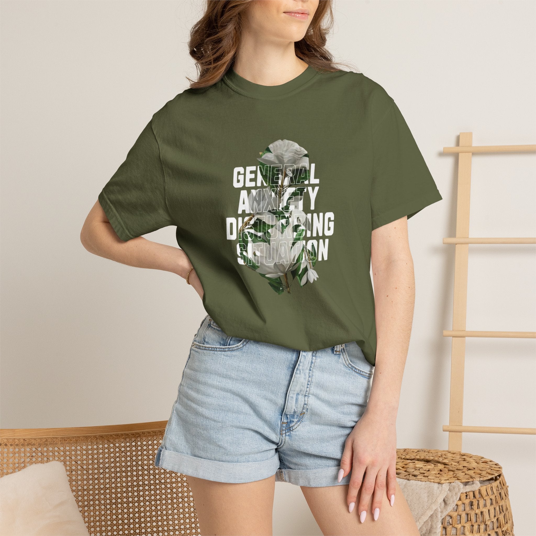 Floral Statement Tee — "Generally Anxious, Dramatic, Overdramatic" Graphic T-Shirt