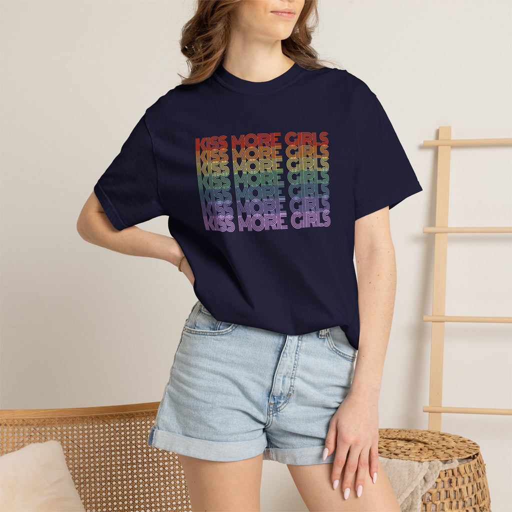 Kiss More Girls Rainbow Graphic T-Shirt