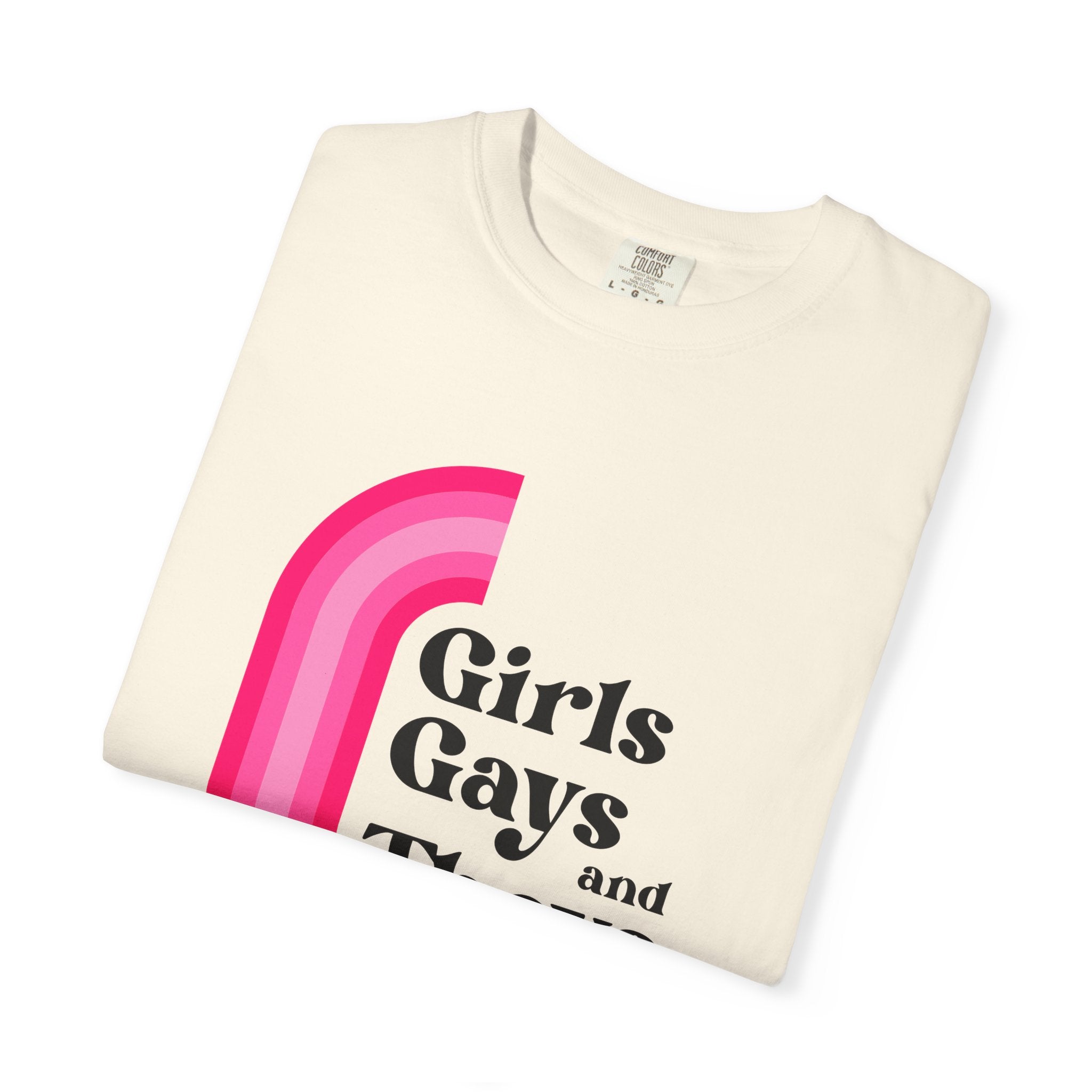 Girls, Gays & Theys T-Shirt — Pride Retro Pink Rainbow Tee