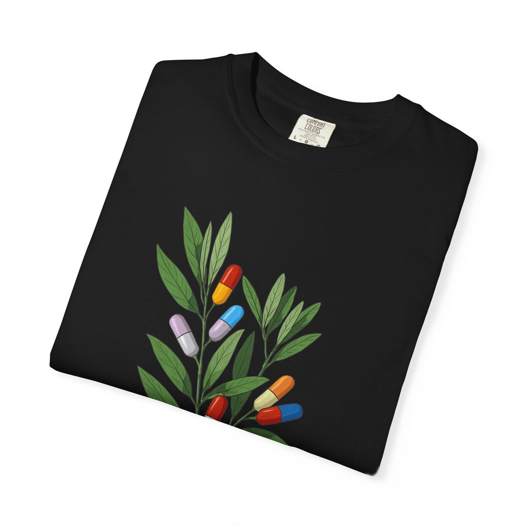 Botanical Floral Tee — Colorful Leaf & Bud Illustration T-Shirt