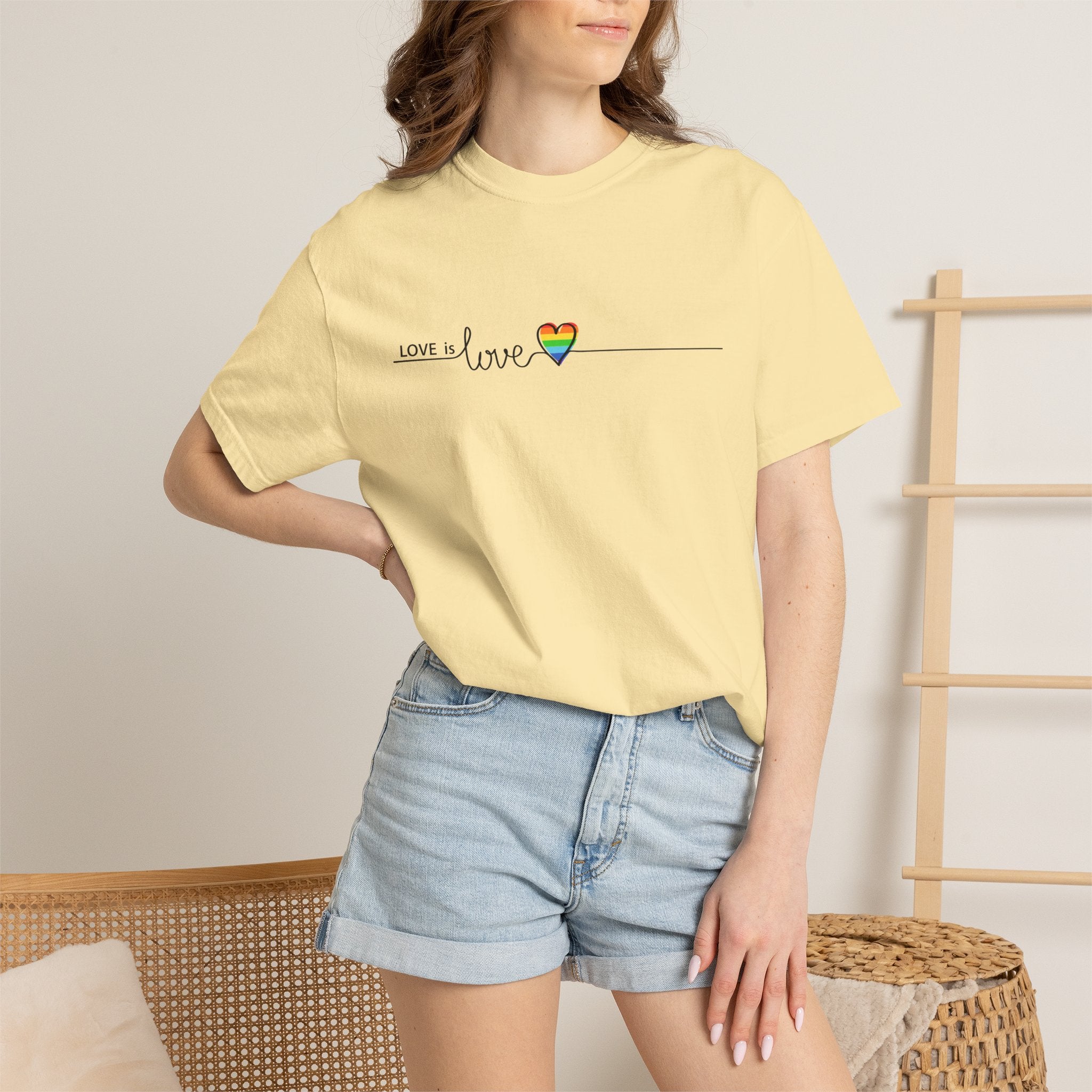 Love is Love T-Shirt — Minimal Rainbow Heart Pride Tee