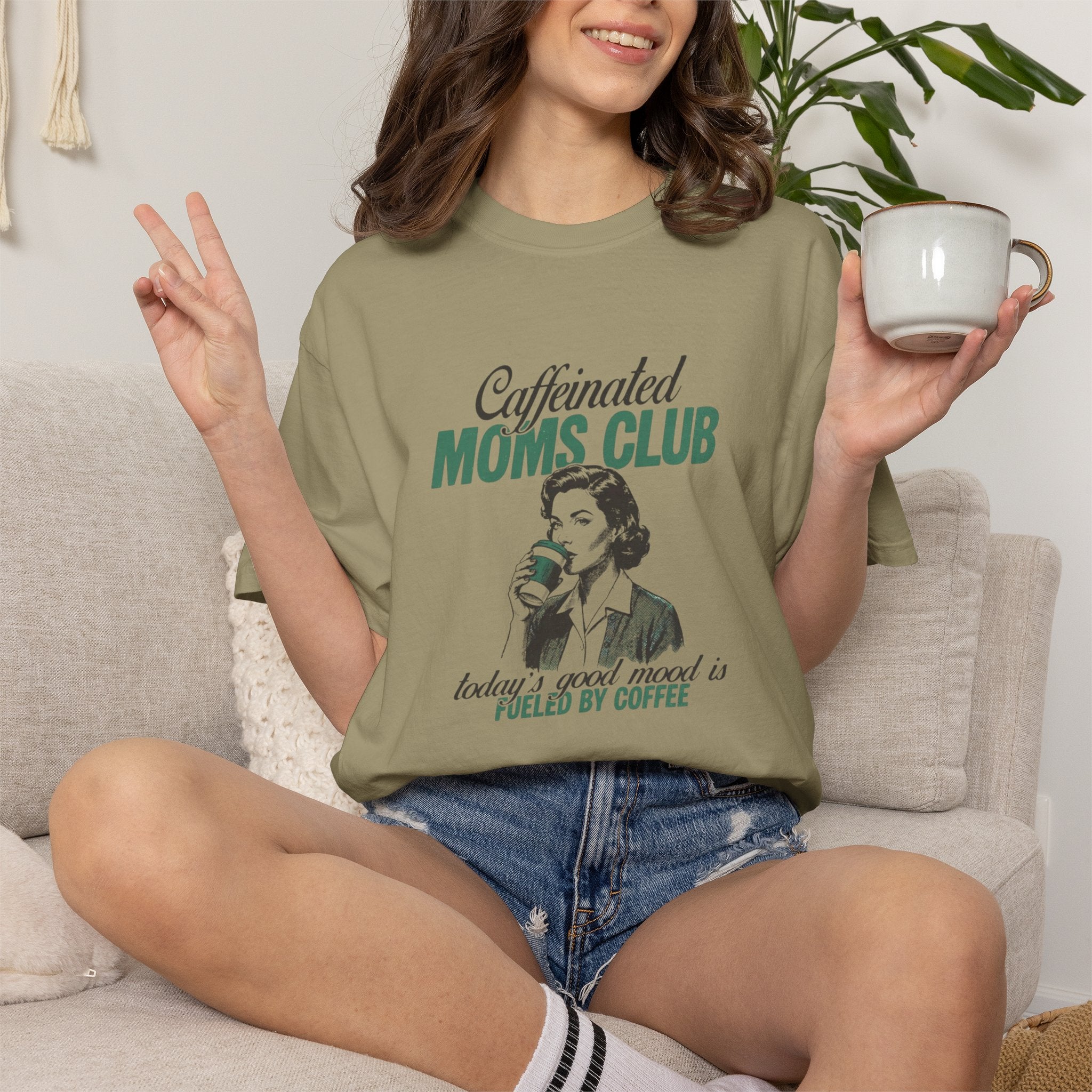 Caffeinated Moms Club T-Shirt — Vintage Coffee Mom Tee ("Fueled by Coffee")