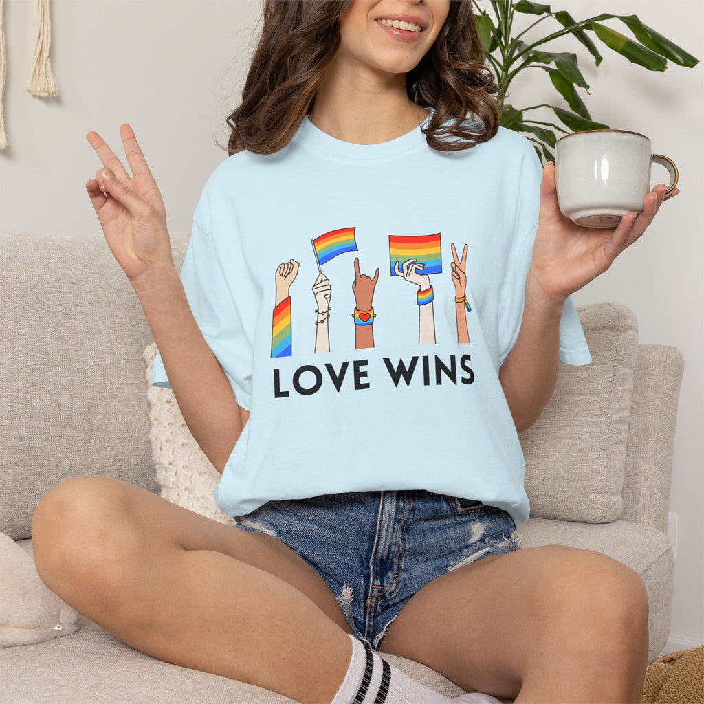 Love Wins T-Shirt — Rainbow Pride Hands Graphic Tee