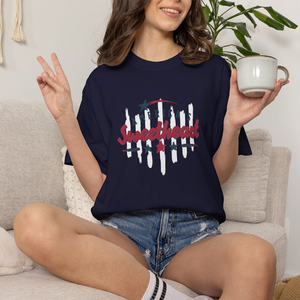 America's Sweetheart T-Shirt — Patriotic Vintage Stars Tee