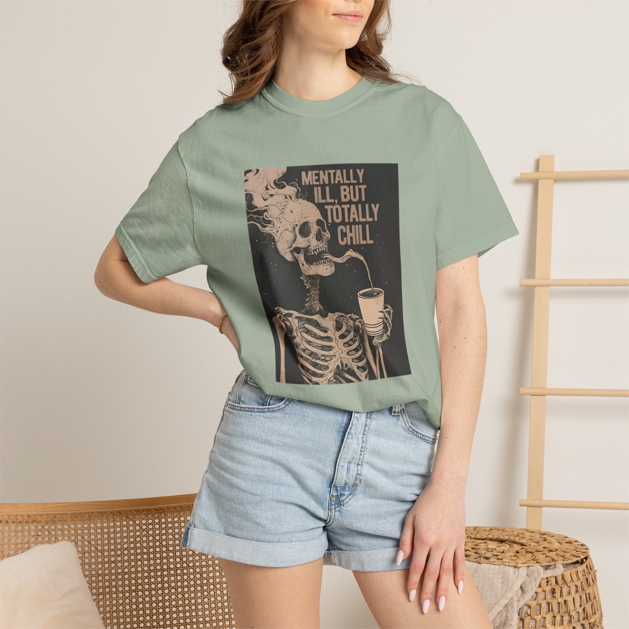 Mentally Ill But Totally Chill Skeleton T-Shirt