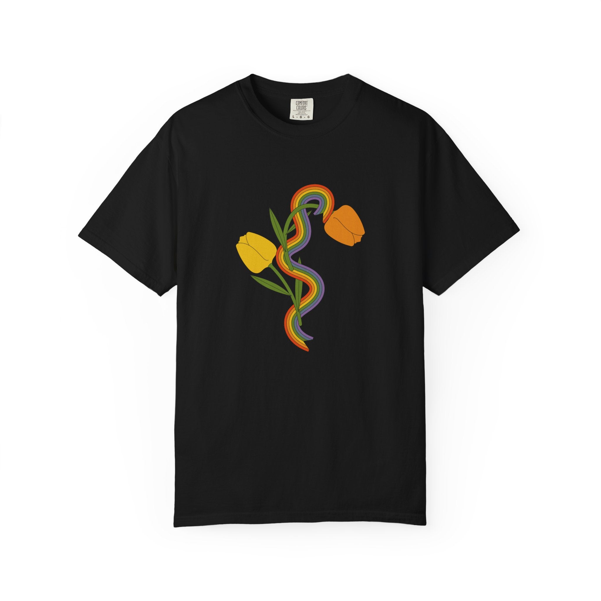 Rainbow Snake & Tulips Graphic T-Shirt