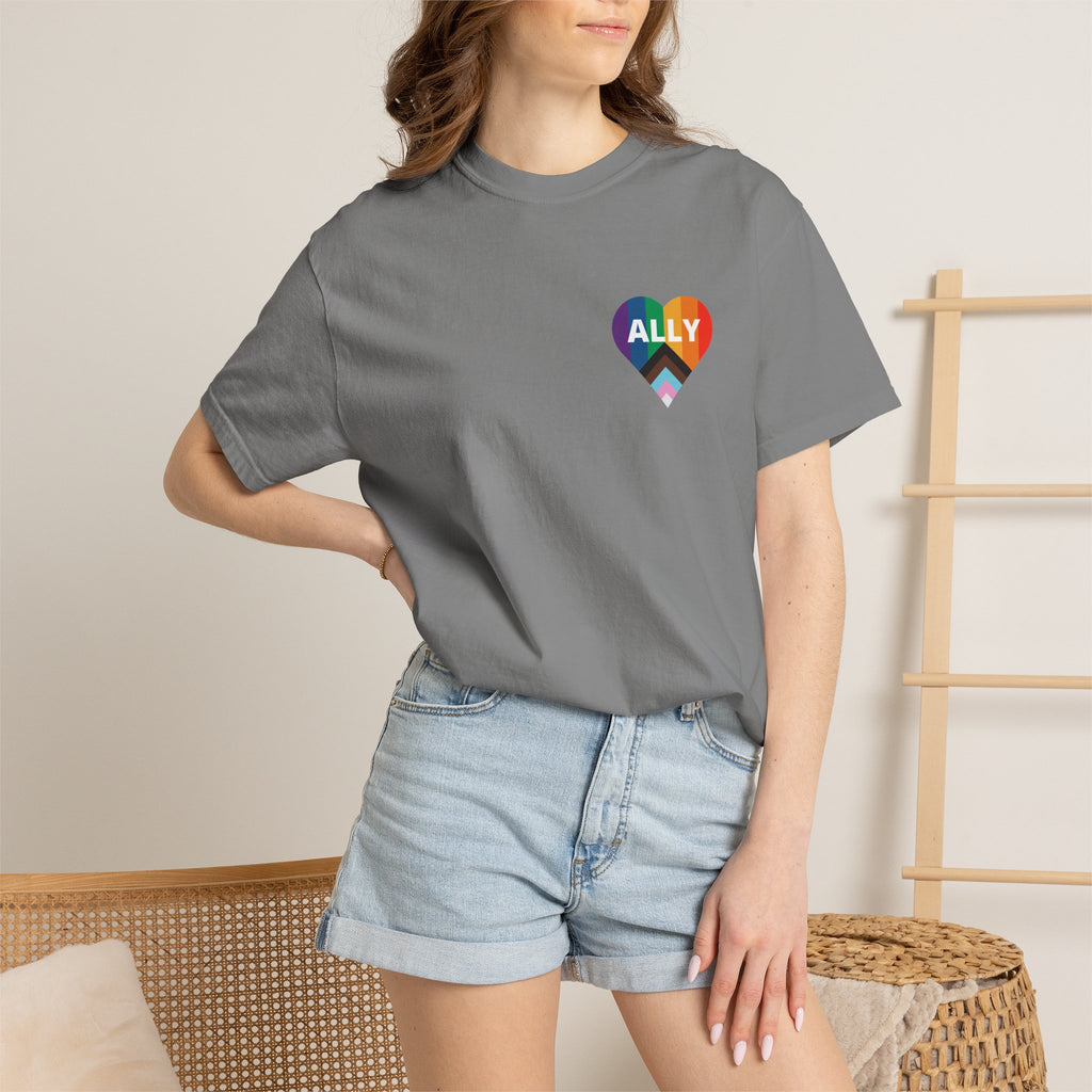 Ally Heart Rainbow T‑Shirt — LGBTQ+ Ally Pride Tee