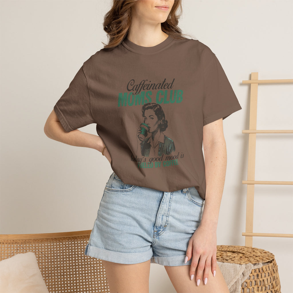 Caffeinated Moms Club T-Shirt — Vintage Coffee Mom Tee ("Fueled by Coffee")
