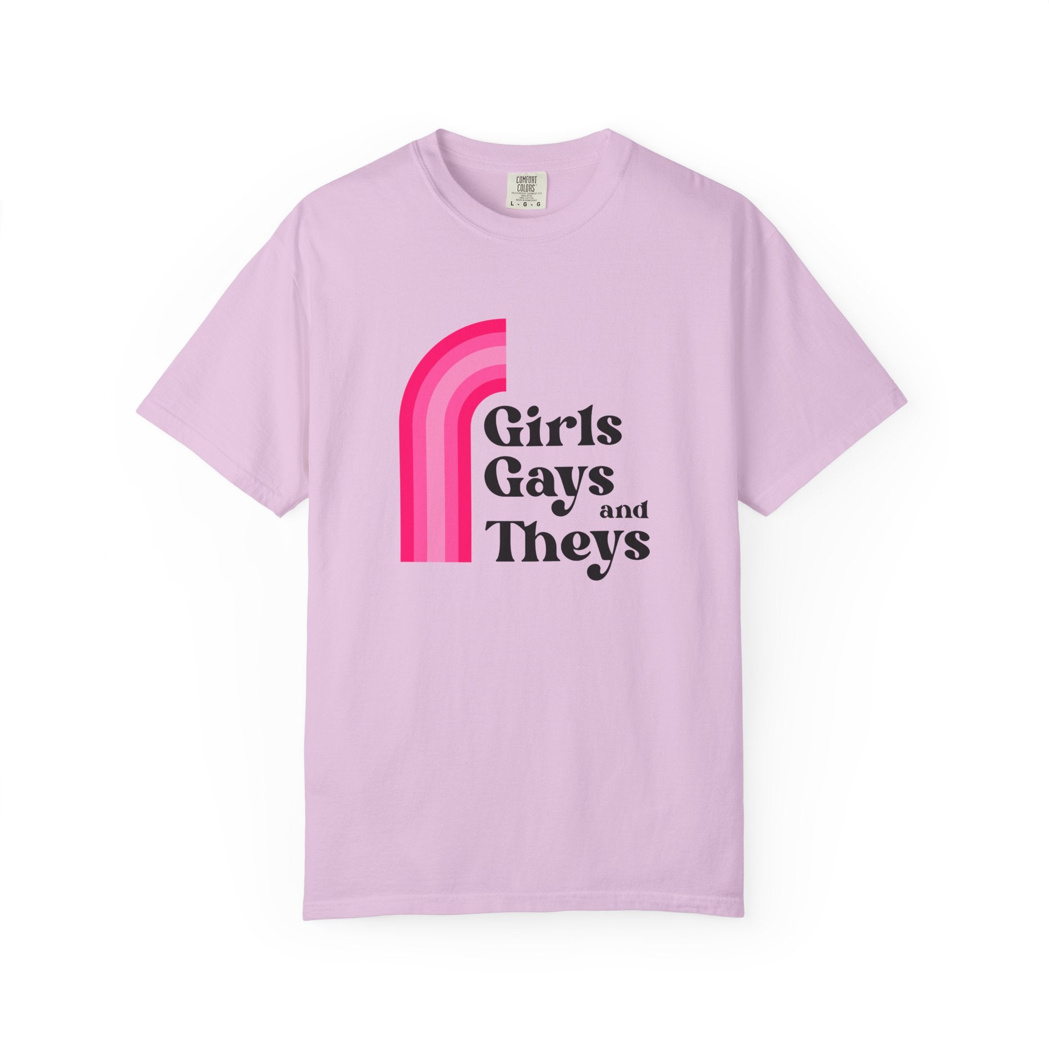 Girls, Gays & Theys T-Shirt — Pride Retro Pink Rainbow Tee