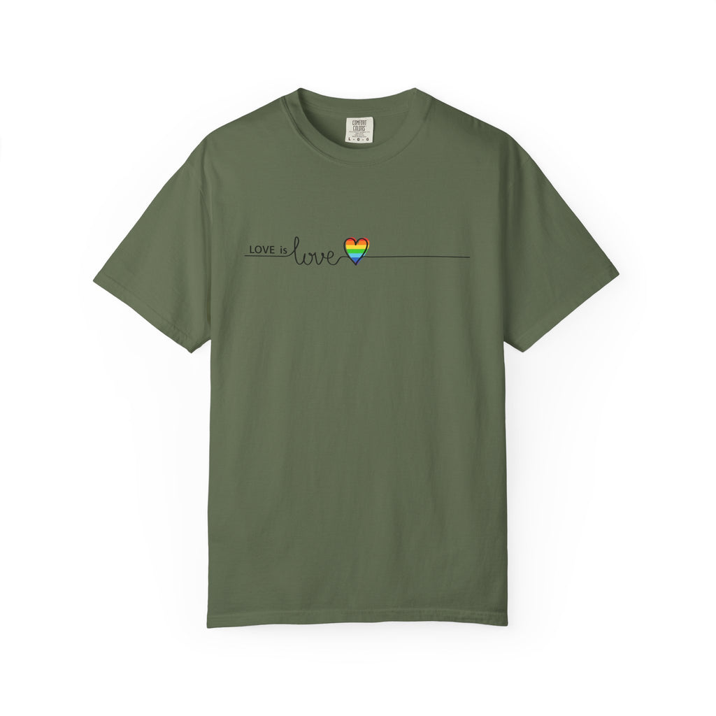 Love is Love T-Shirt — Minimal Rainbow Heart Pride Tee
