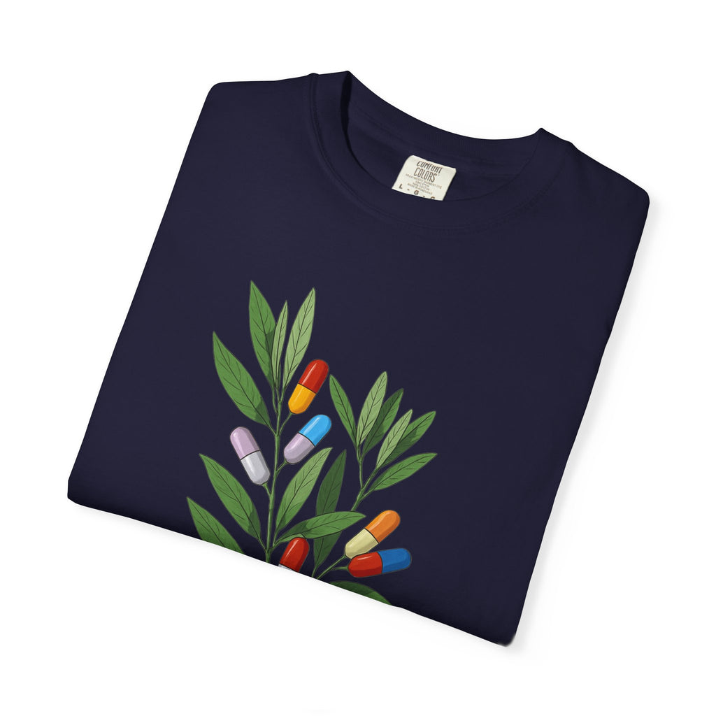 Botanical Floral Tee — Colorful Leaf & Bud Illustration T-Shirt