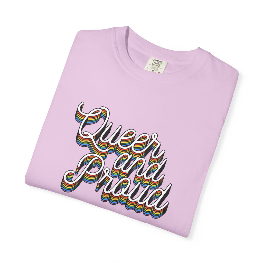 Queer and Proud T-Shirt — Retro Script LGBTQ+ Pride Tee