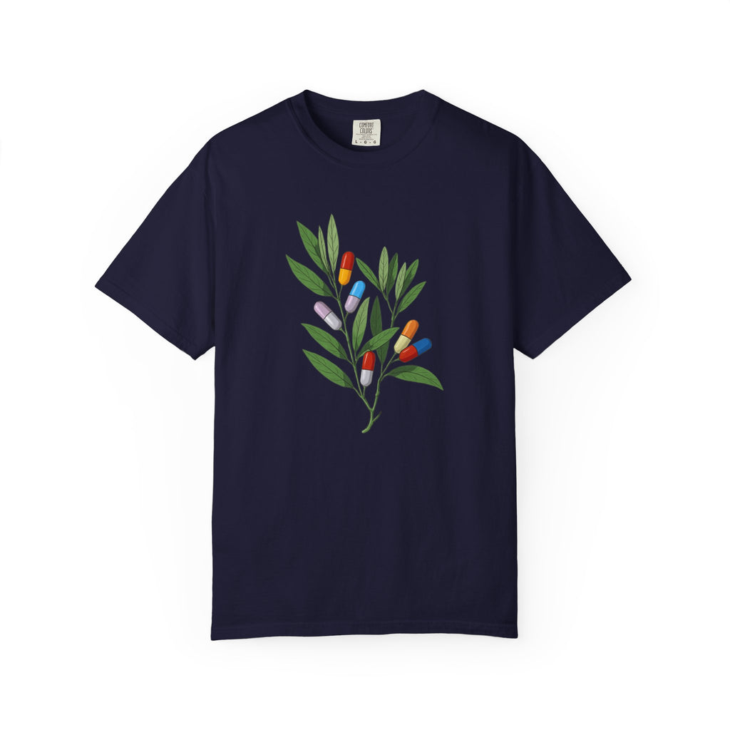 Botanical Floral Tee — Colorful Leaf & Bud Illustration T-Shirt