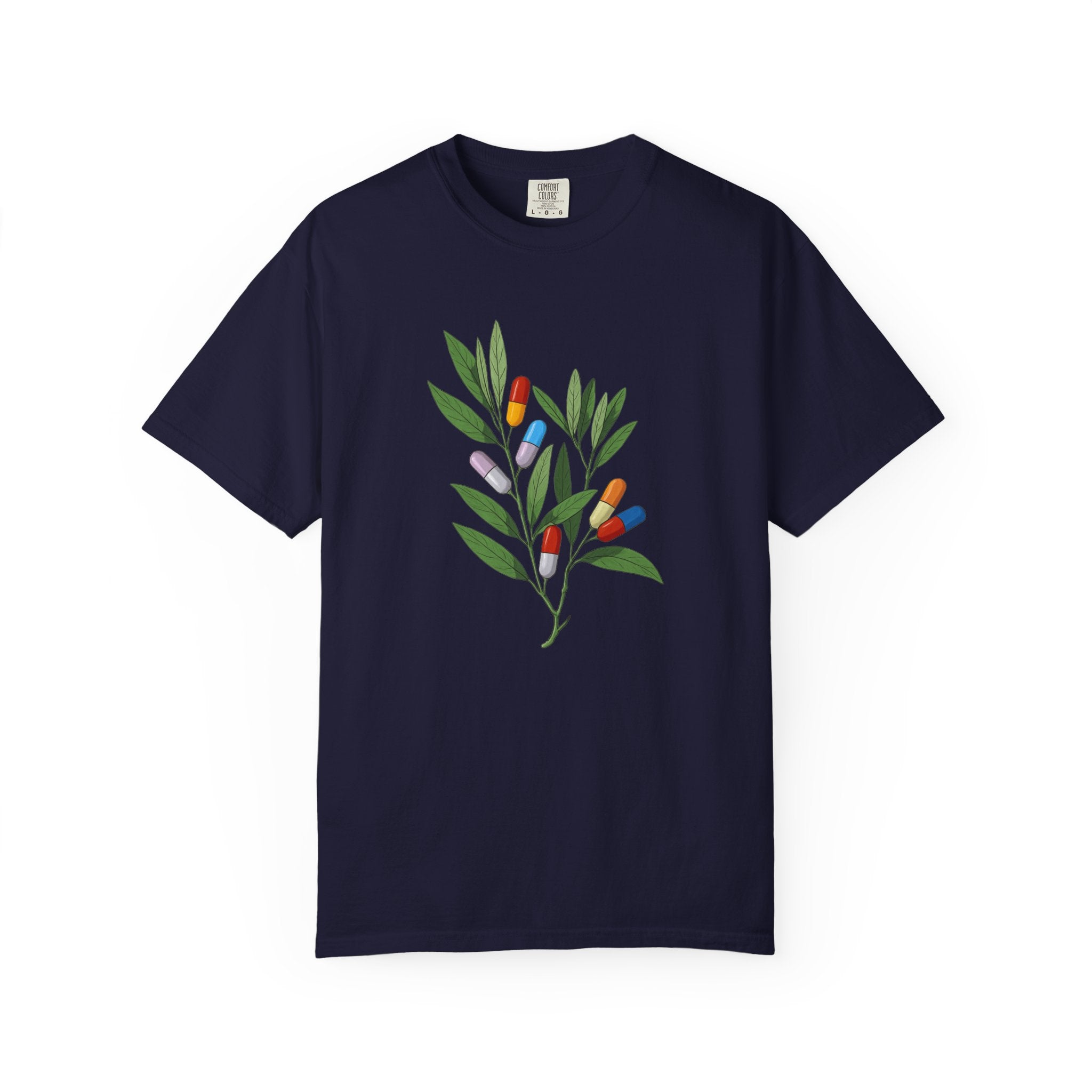 Botanical Floral Tee — Colorful Leaf & Bud Illustration T-Shirt