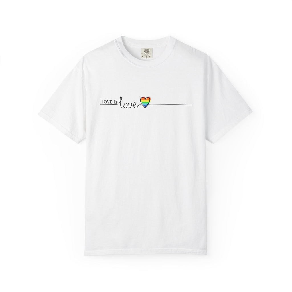 Love is Love T-Shirt — Minimal Rainbow Heart Pride Tee
