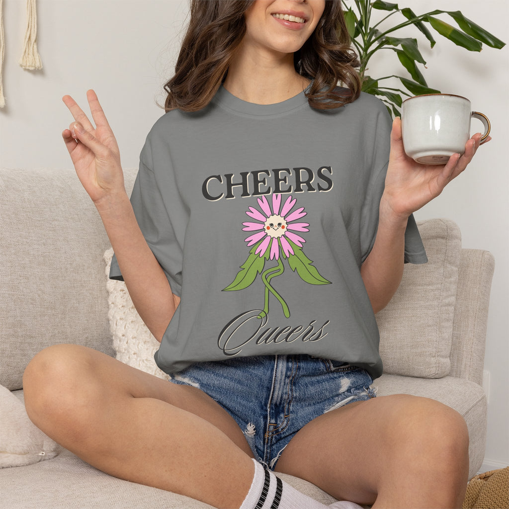 Cheers Queers Floral T-Shirt — Pride Friendly Graphic Tee