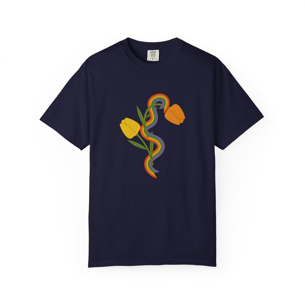 Rainbow Snake & Tulips Graphic T-Shirt