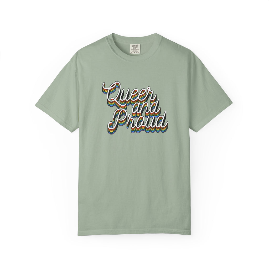 Queer and Proud T-Shirt — Retro Script LGBTQ+ Pride Tee