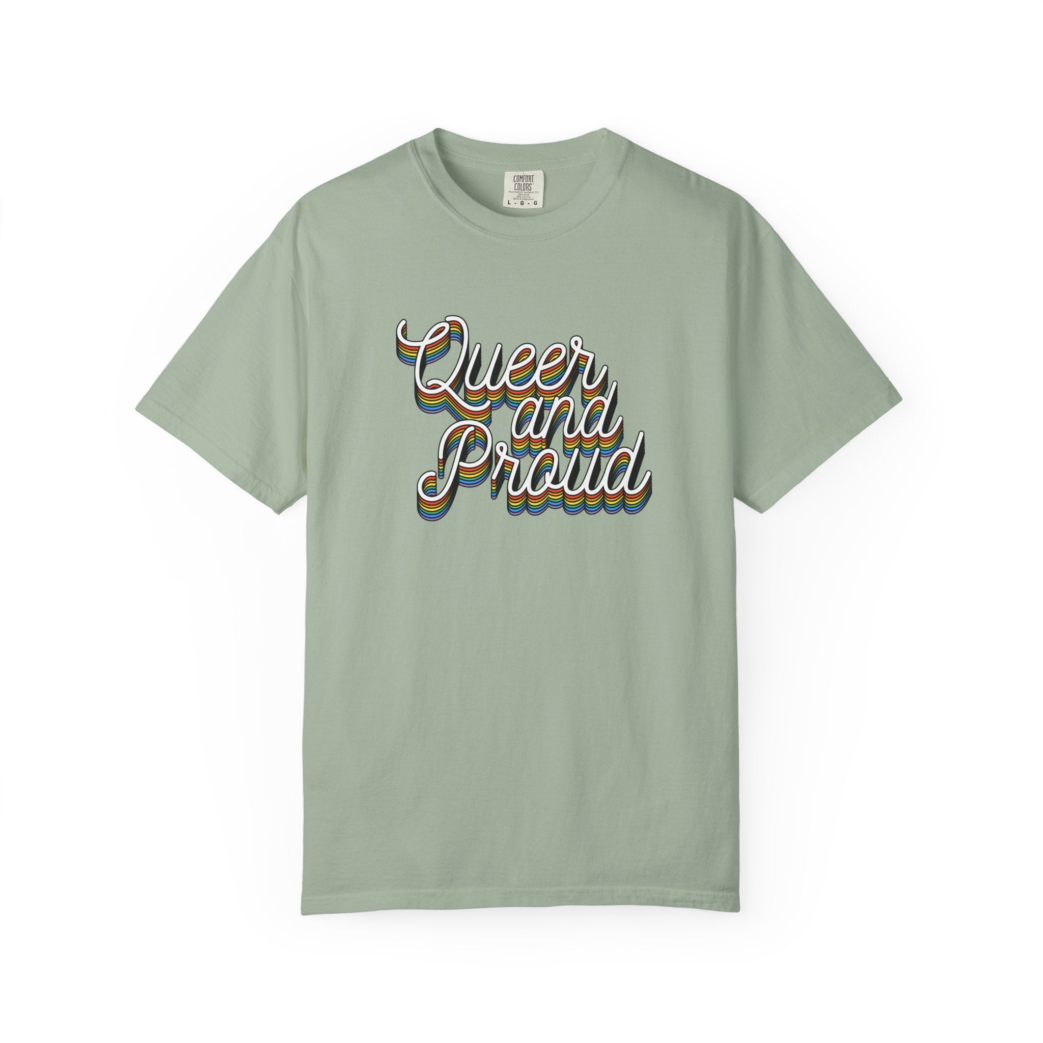 Queer and Proud T-Shirt — Retro Script LGBTQ+ Pride Tee