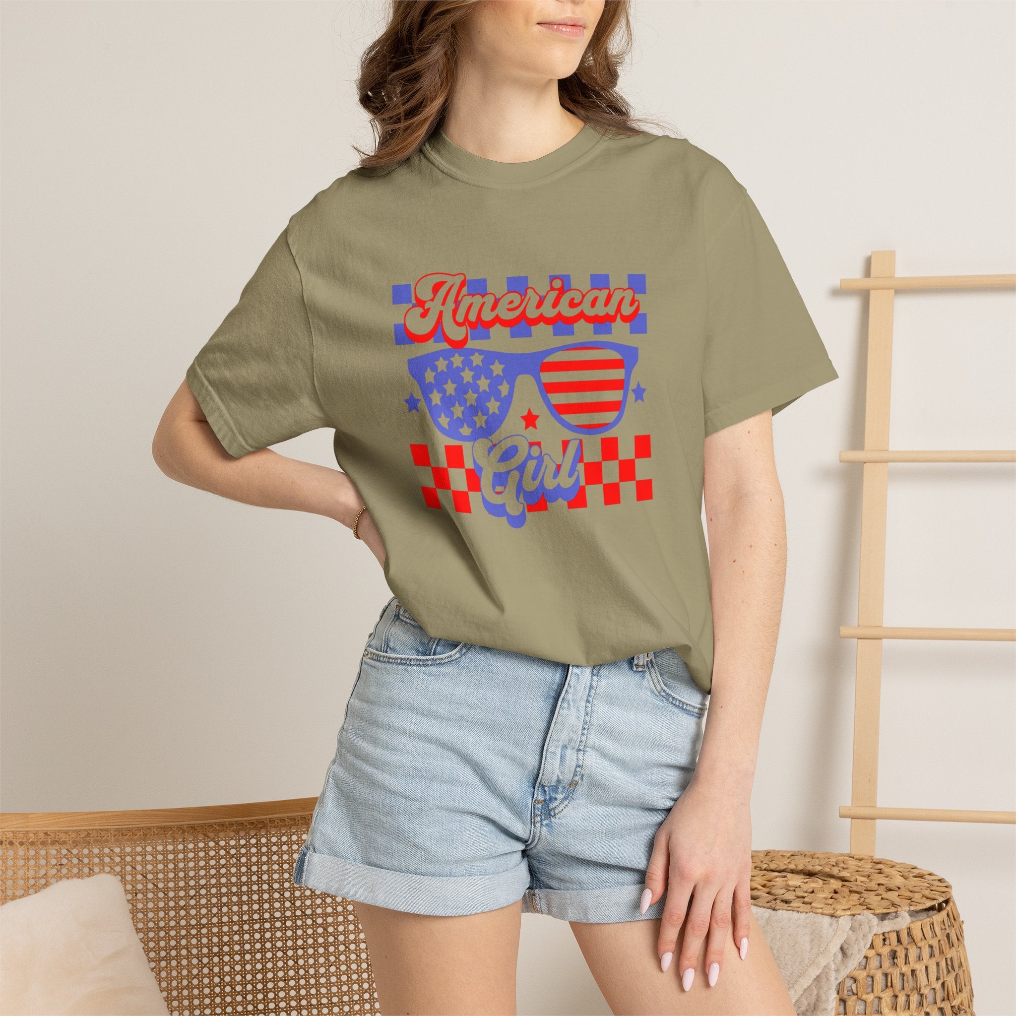 American Girl T-Shirt — Retro Patriotic Sunglasses Tee