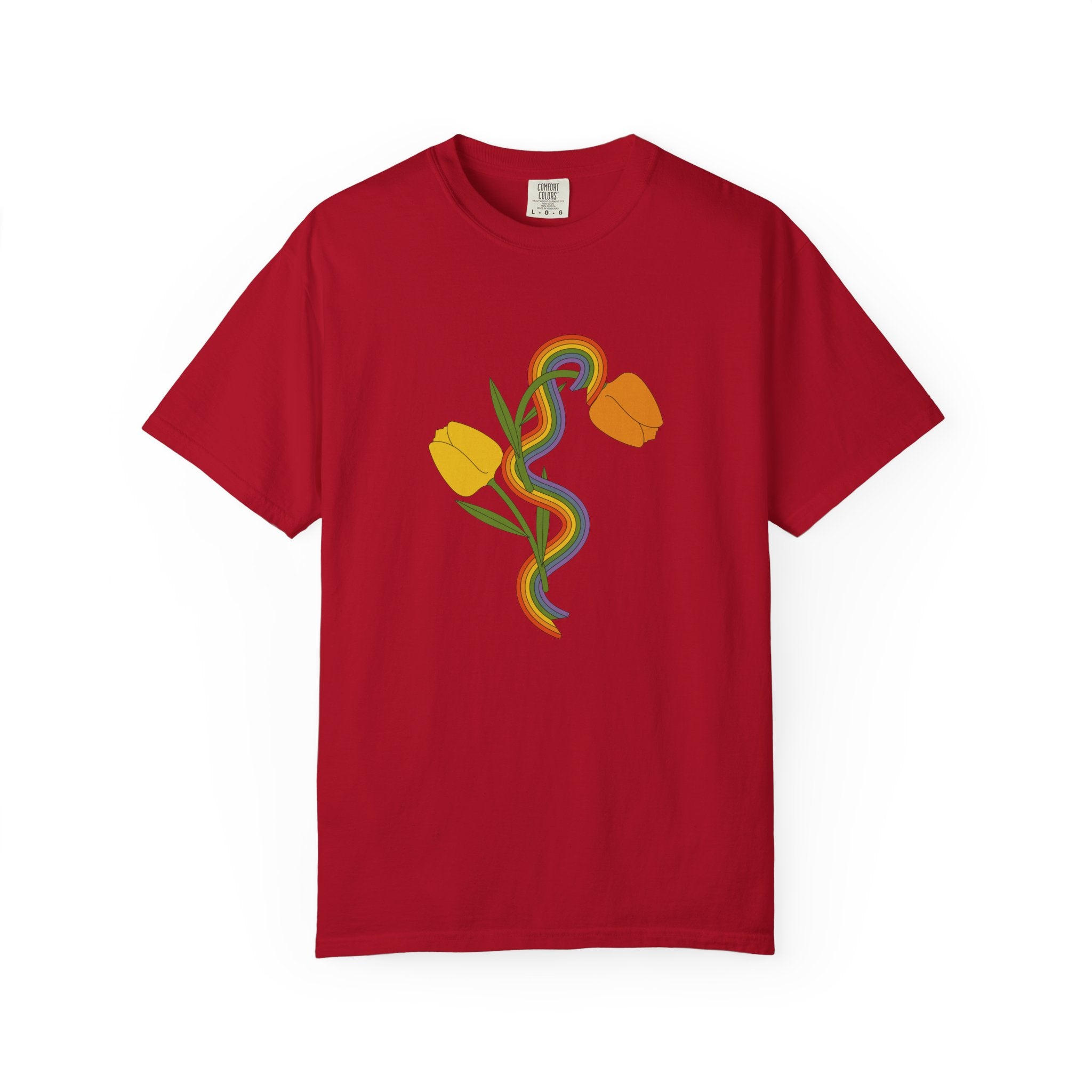 Rainbow Snake & Tulips Graphic T-Shirt