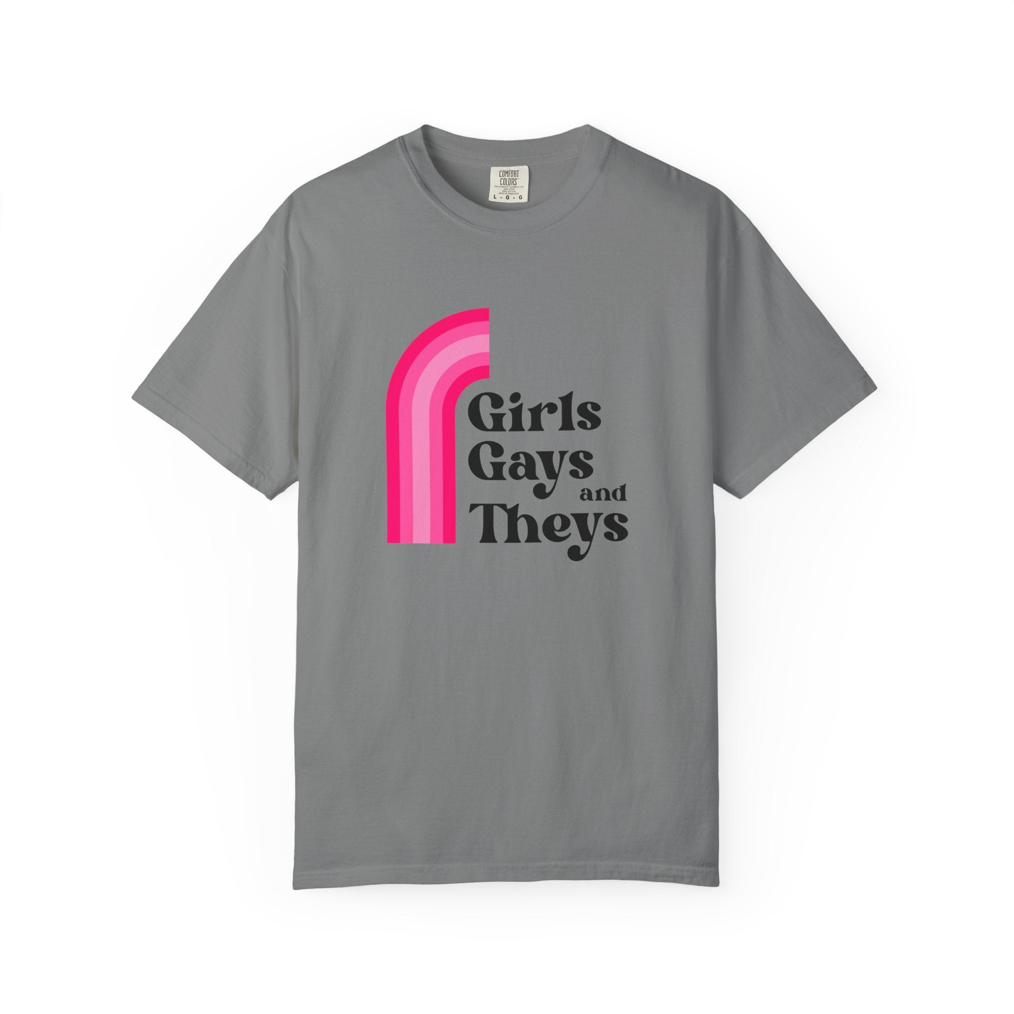Girls, Gays & Theys T-Shirt — Pride Retro Pink Rainbow Tee