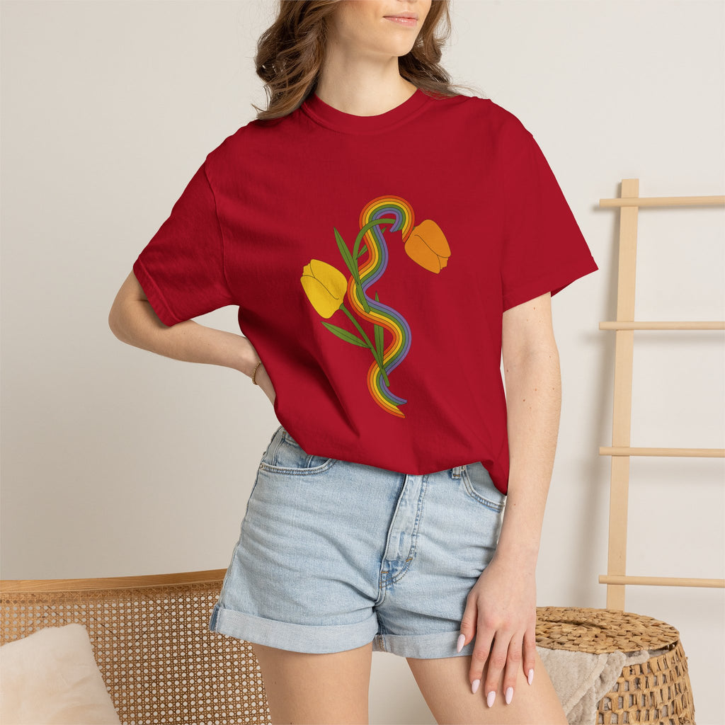 Rainbow Snake & Tulips Graphic T-Shirt