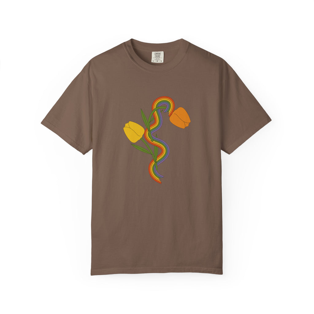 Rainbow Snake & Tulips Graphic T-Shirt