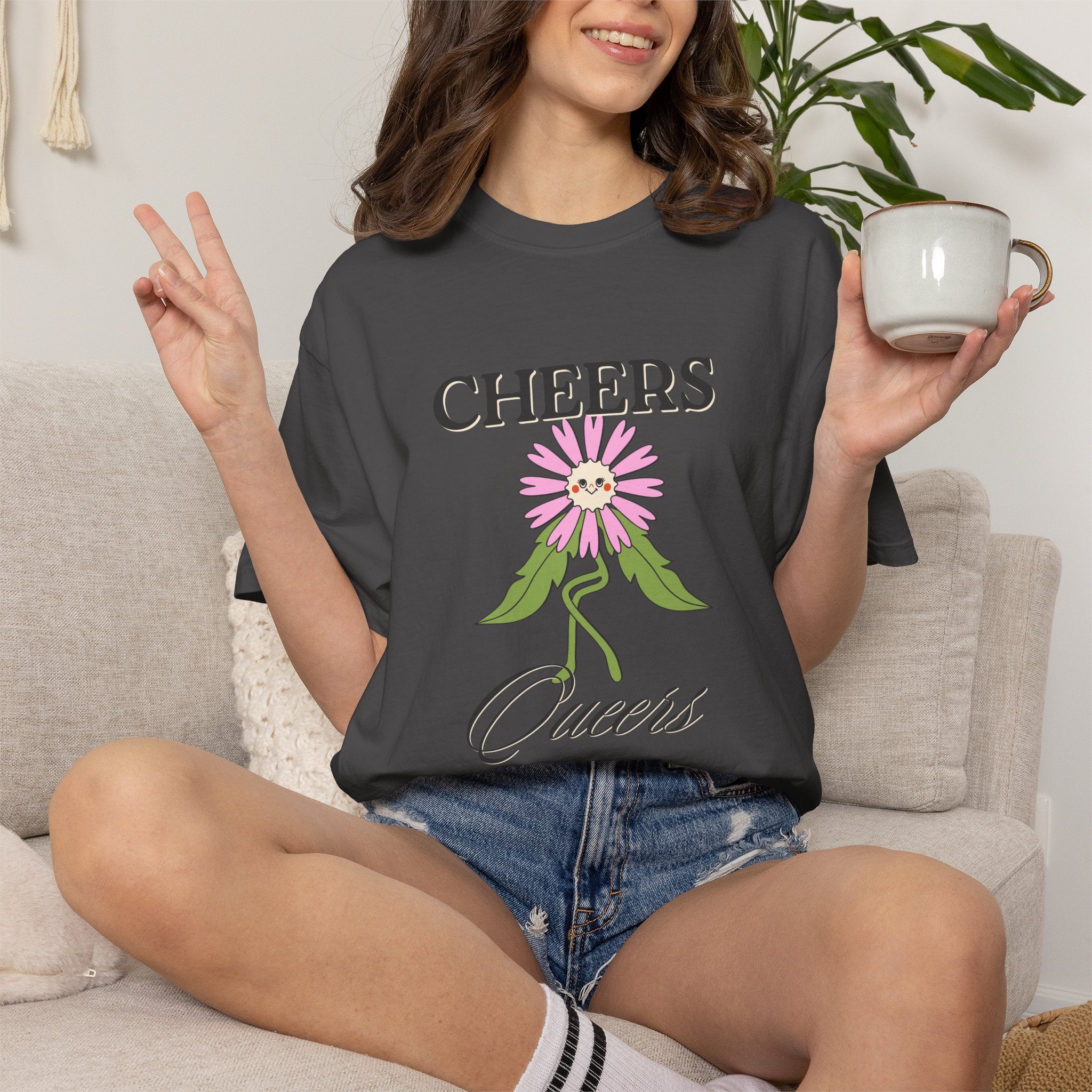 Cheers Queers Floral T-Shirt — Pride Friendly Graphic Tee