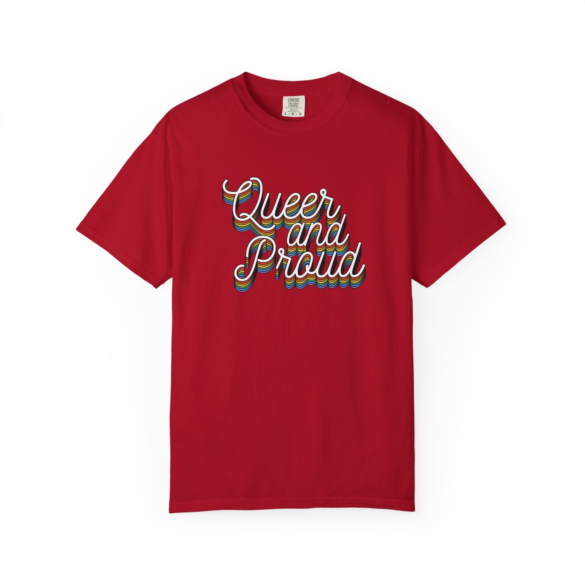 Queer and Proud T-Shirt — Retro Script LGBTQ+ Pride Tee