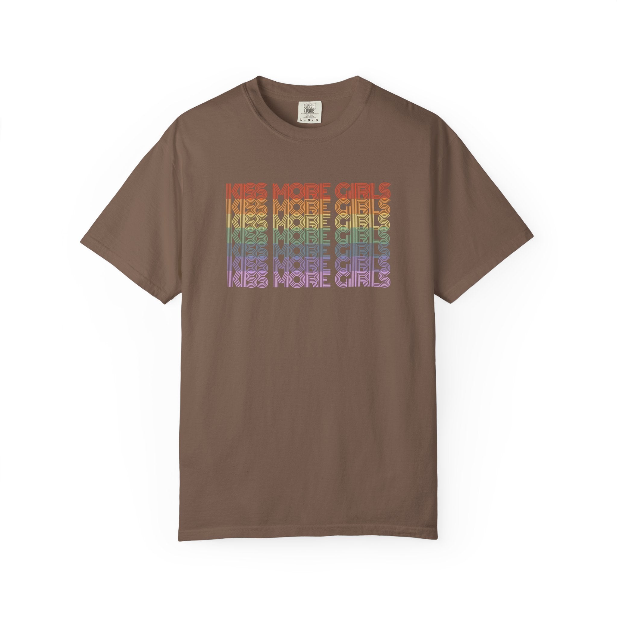 Kiss More Girls Rainbow Graphic T-Shirt