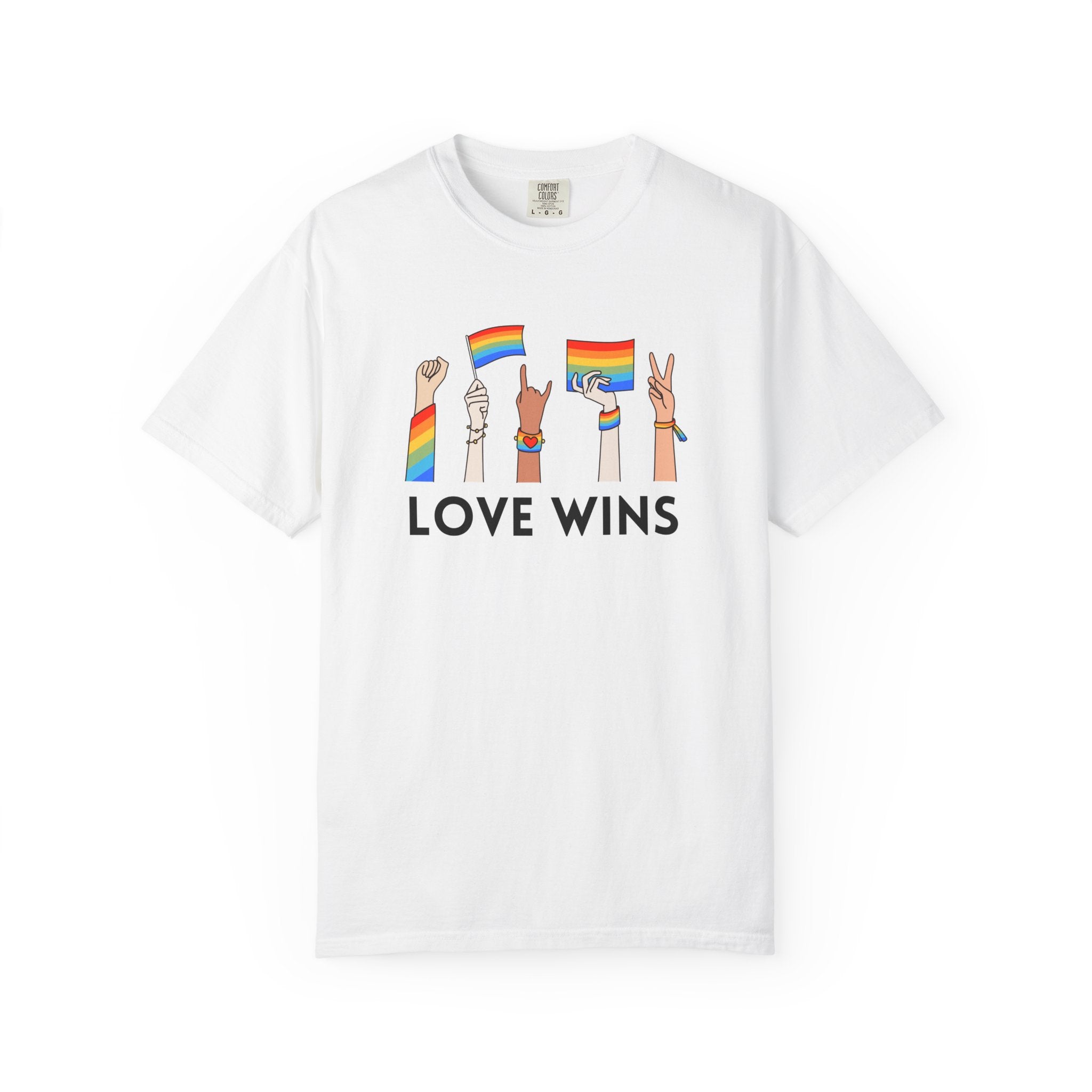 Love Wins T-Shirt — Rainbow Pride Hands Graphic Tee
