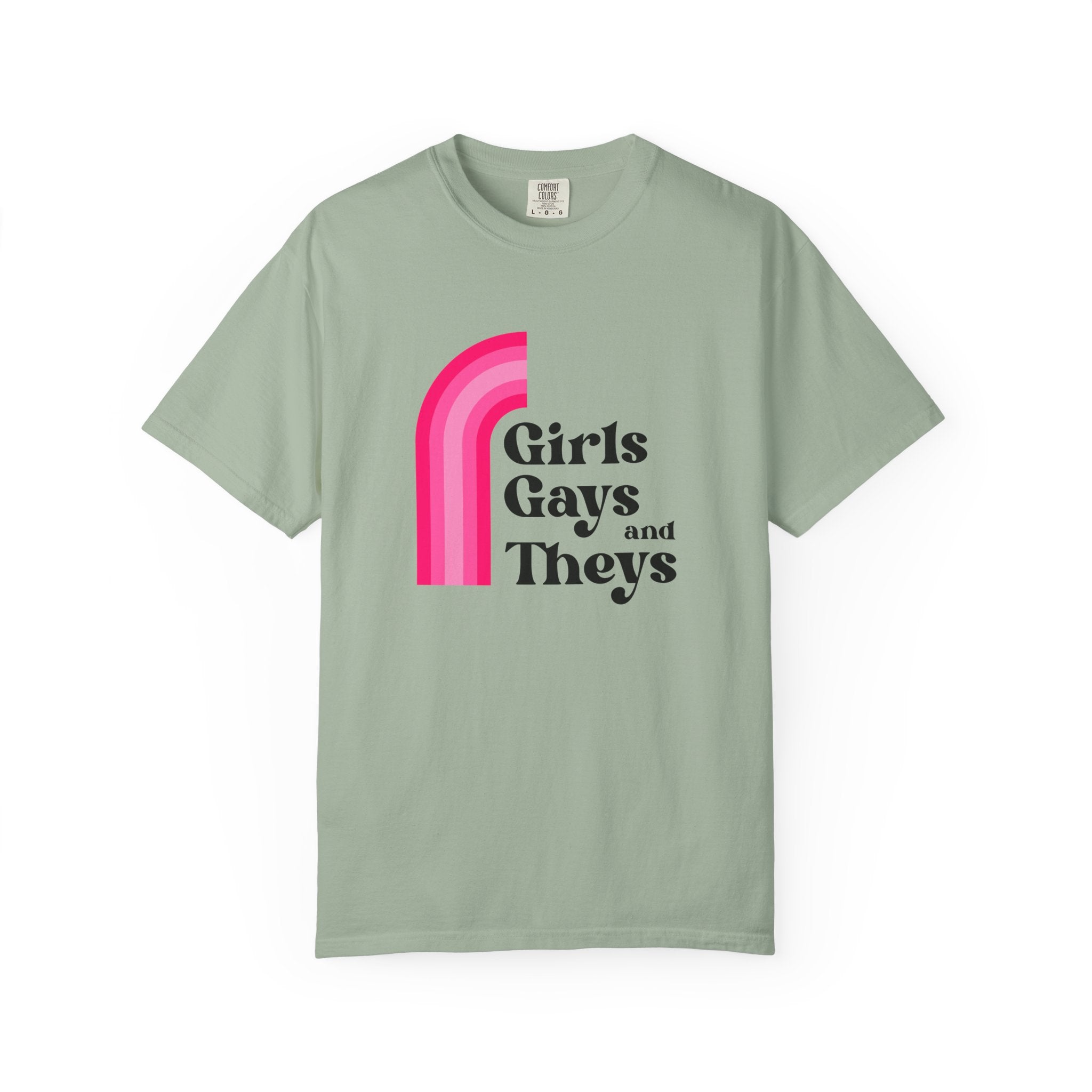 Girls, Gays & Theys T-Shirt — Pride Retro Pink Rainbow Tee