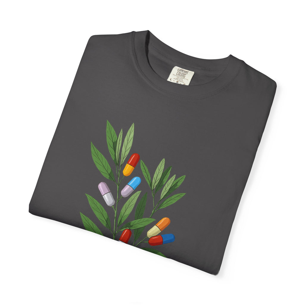 Botanical Floral Tee — Colorful Leaf & Bud Illustration T-Shirt