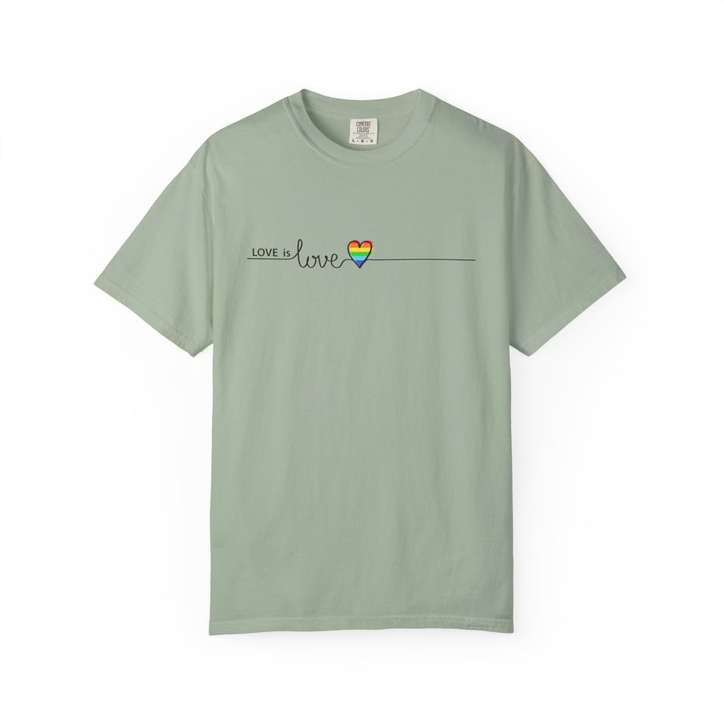 Love is Love T-Shirt — Minimal Rainbow Heart Pride Tee