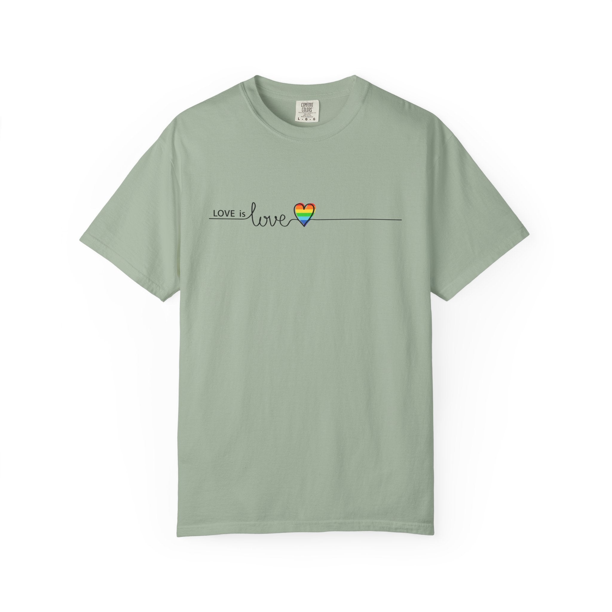Love is Love T-Shirt — Minimal Rainbow Heart Pride Tee
