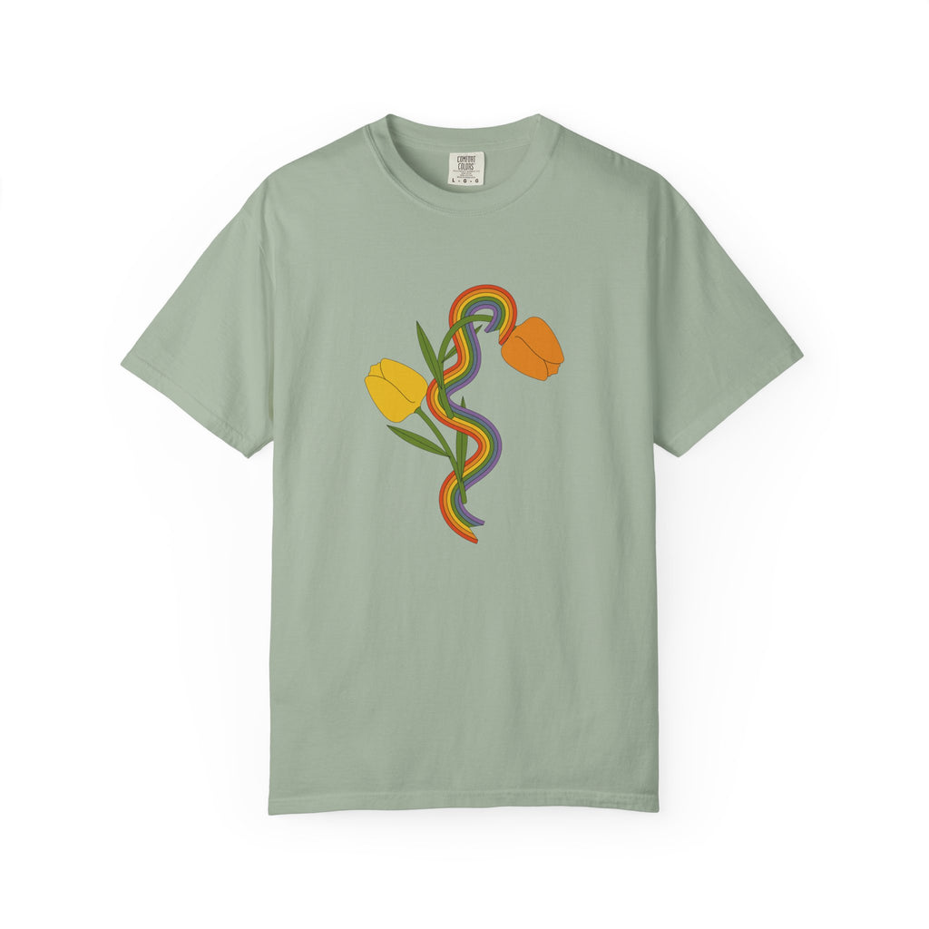 Rainbow Snake & Tulips Graphic T-Shirt