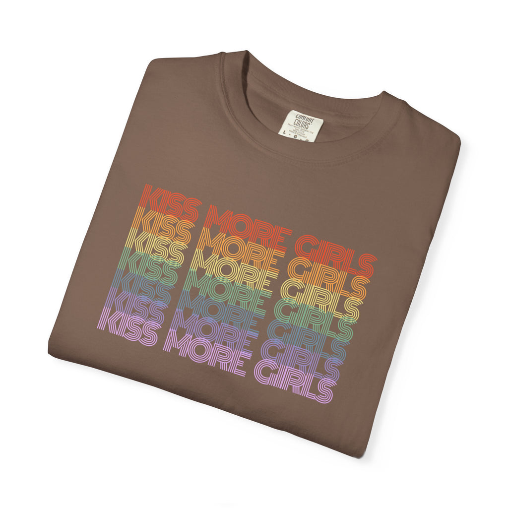 Kiss More Girls Rainbow Graphic T-Shirt