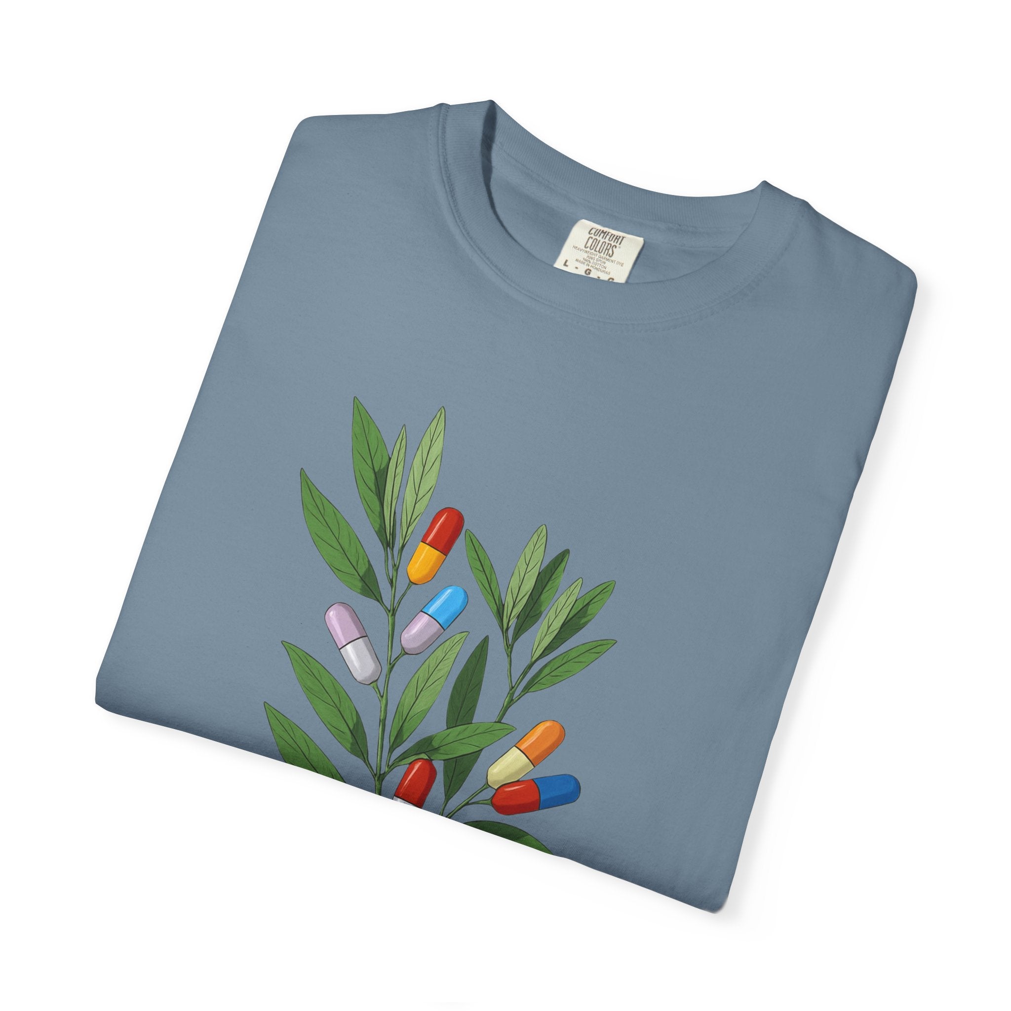 Botanical Floral Tee — Colorful Leaf & Bud Illustration T-Shirt