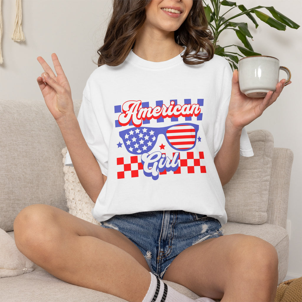 American Girl T-Shirt — Retro Patriotic Sunglasses Tee