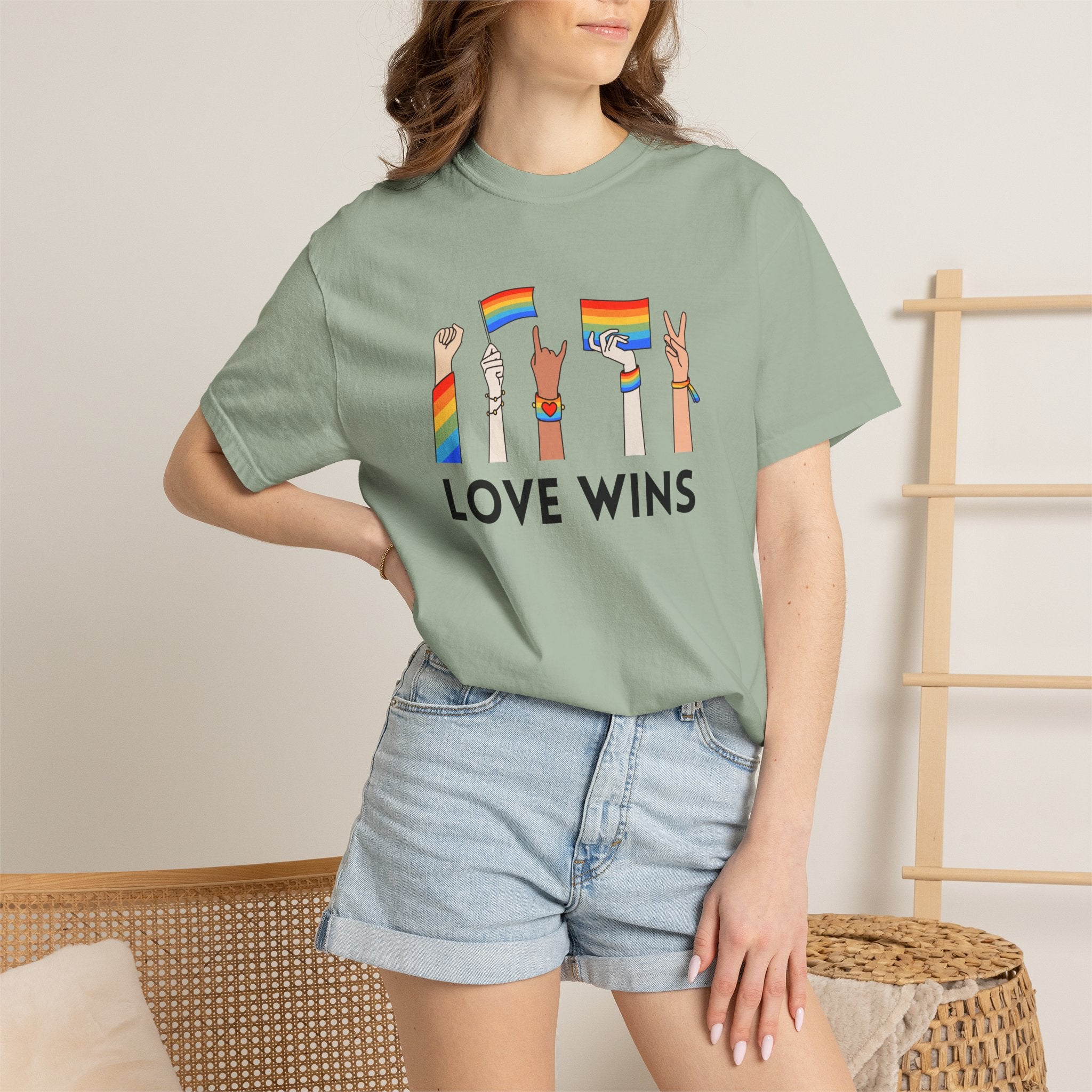Love Wins T-Shirt — Rainbow Pride Hands Graphic Tee