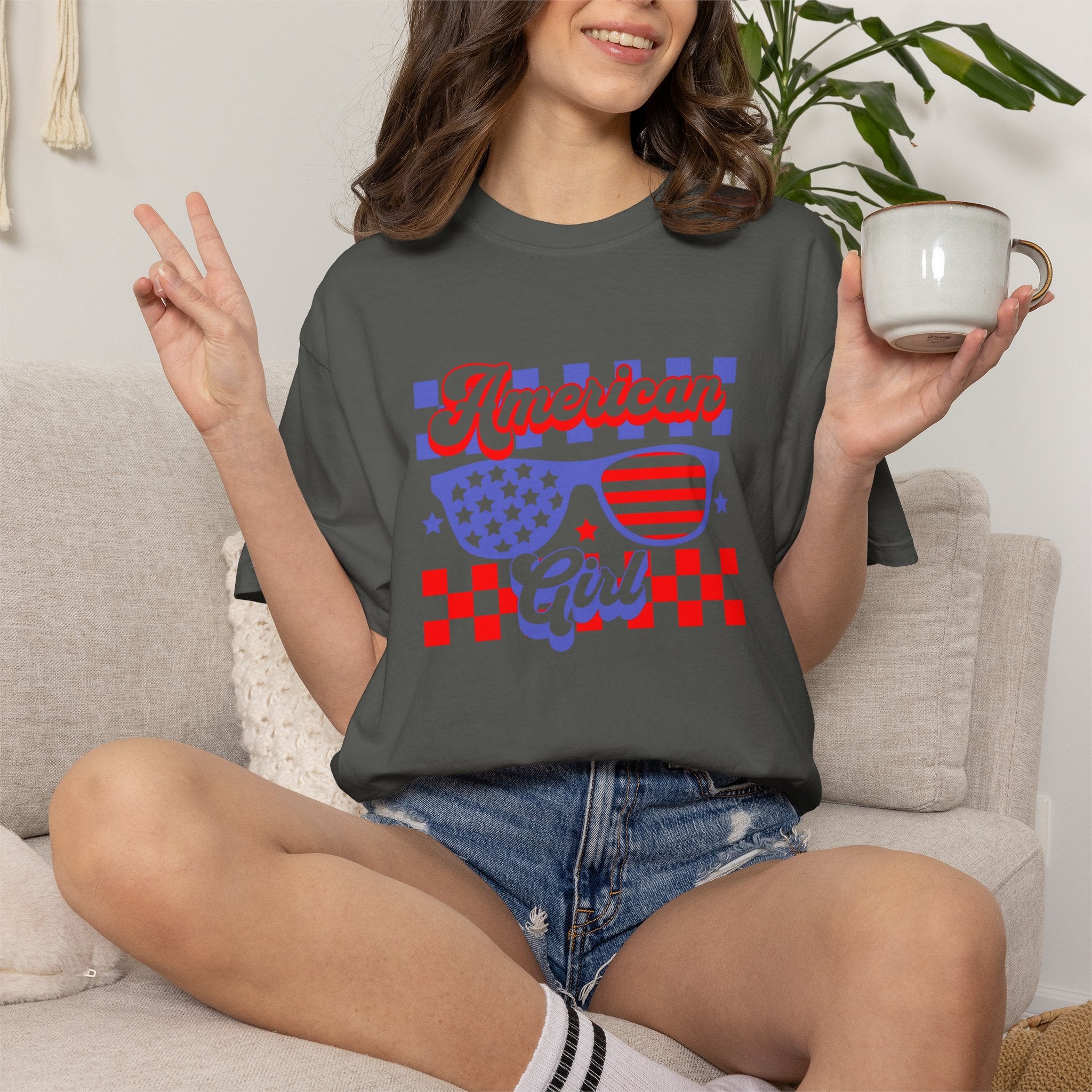 American Girl T-Shirt — Retro Patriotic Sunglasses Tee