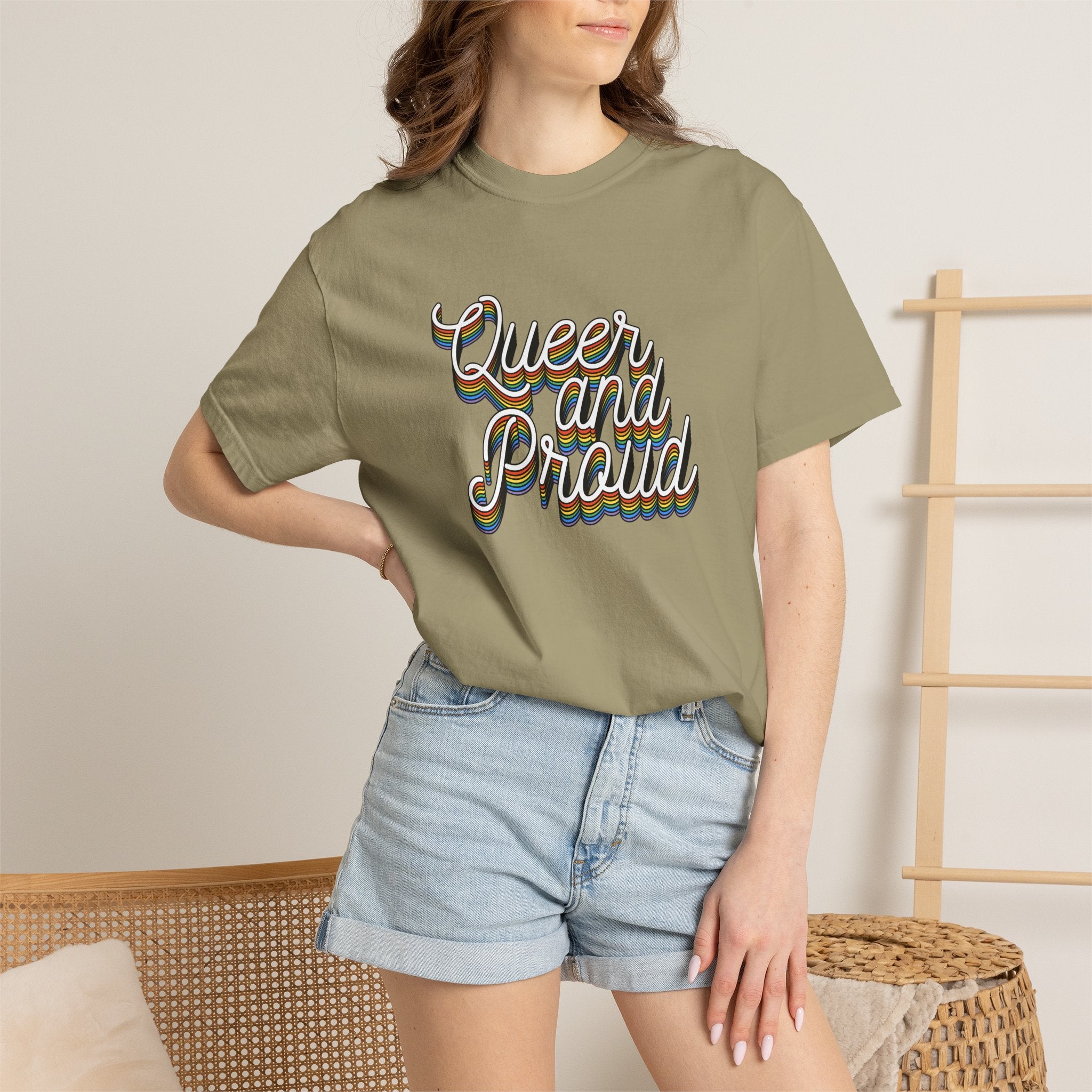 Queer and Proud T-Shirt — Retro Script LGBTQ+ Pride Tee