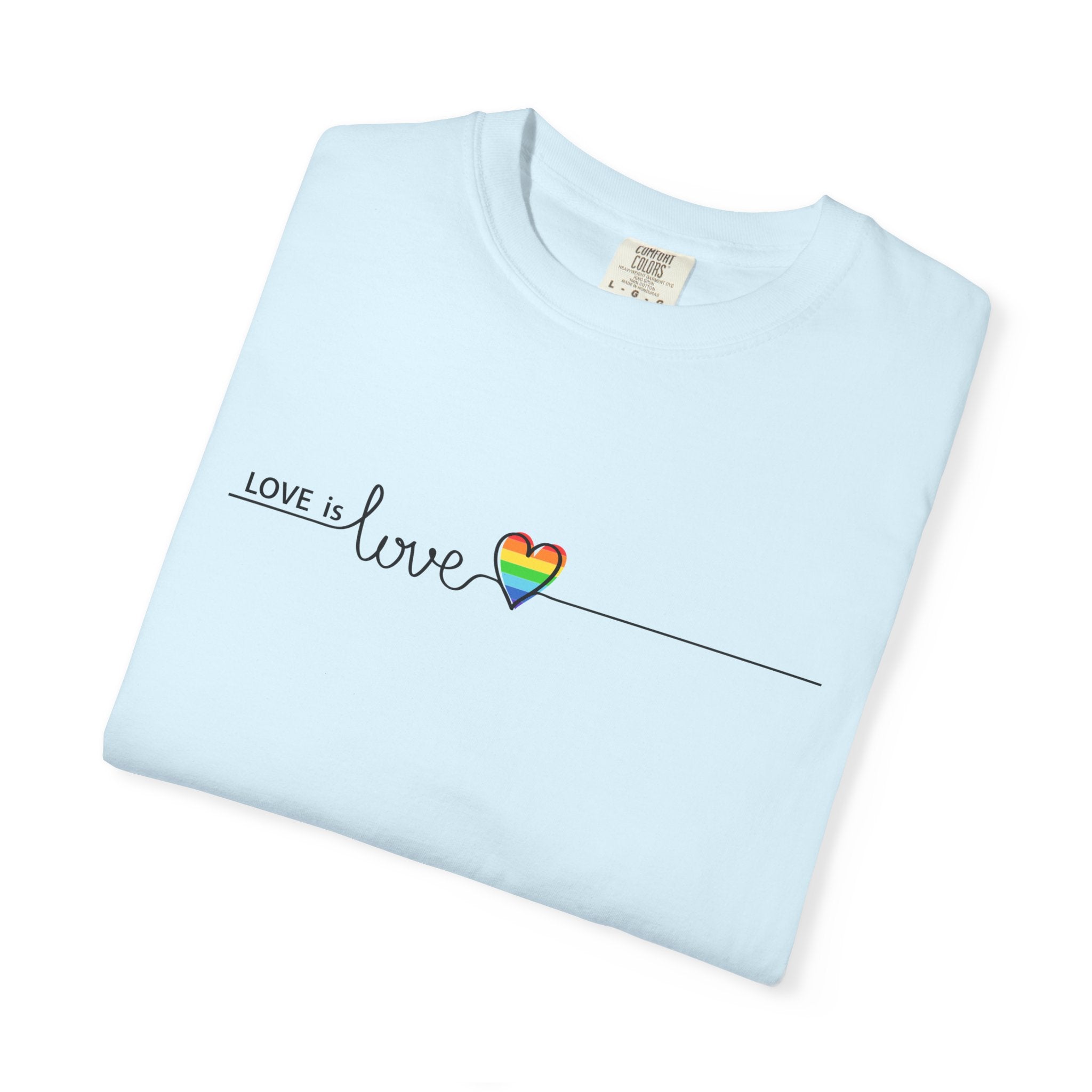 Love is Love T-Shirt — Minimal Rainbow Heart Pride Tee