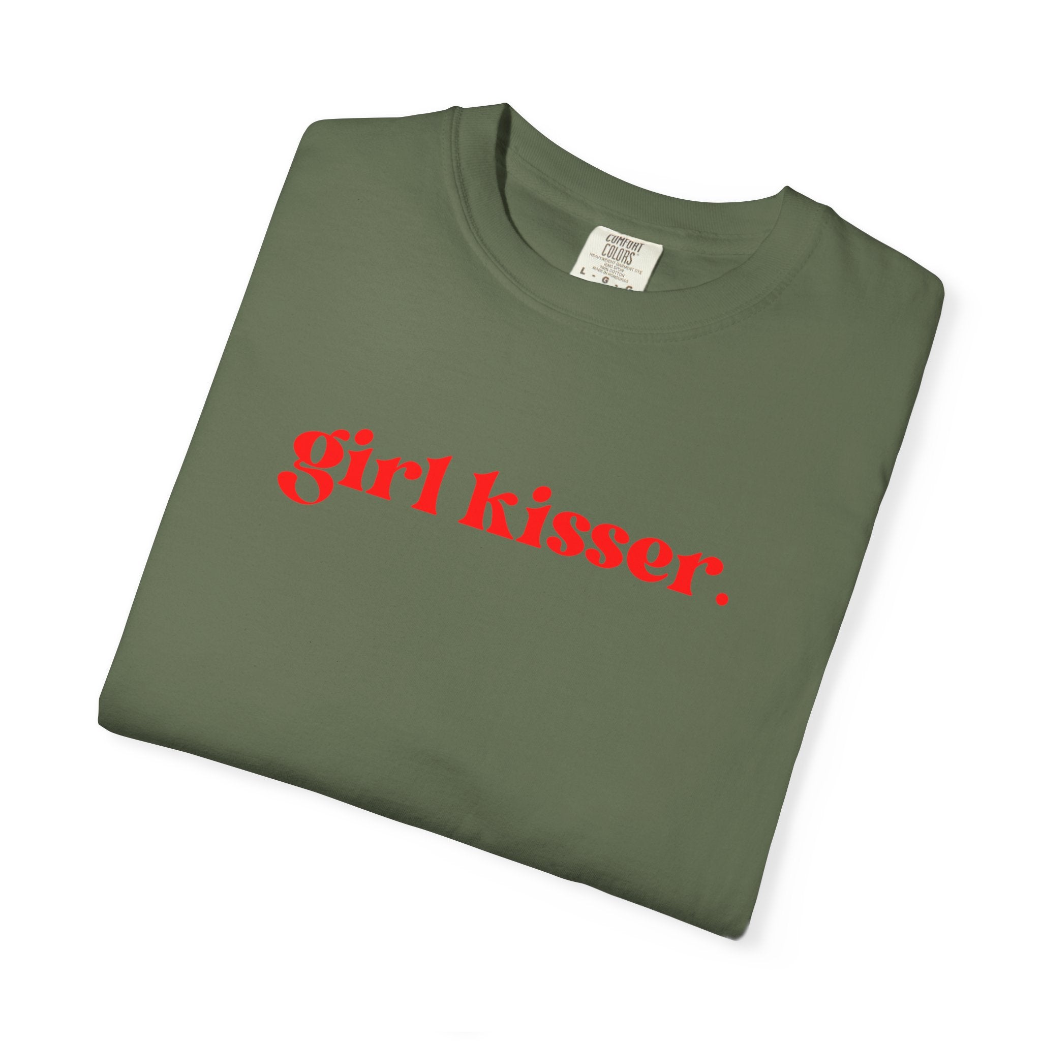Girl Kisser T‑Shirt — White Tee with Red Script